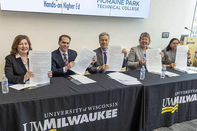 UniversitiesWI's tweet card. The agreements are with Milwaukee Area Technical College, Waukesha County Technical College, Moraine Park Technical College and Gateway Technical College.