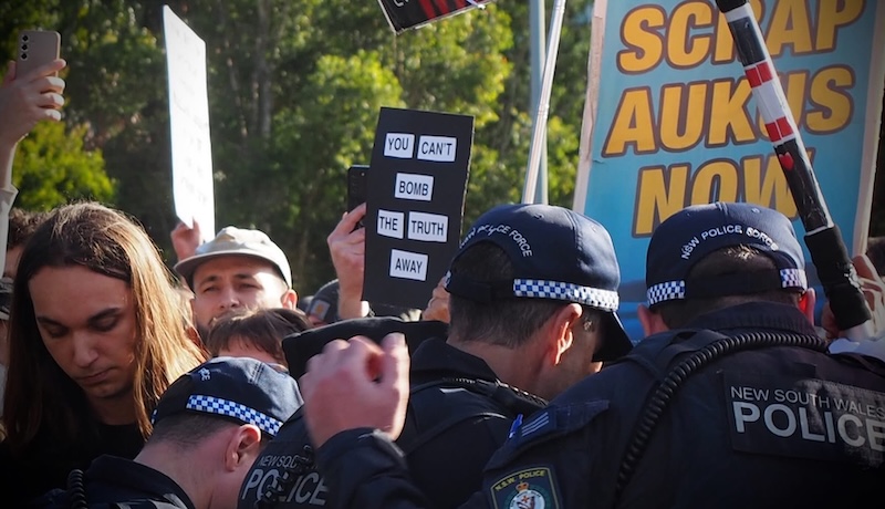 MaryKostakidis's tweet card. Premier Chris Minns' police unleashed pepper spray on hundreds of peace protestors yesterday. Today he addresses the AICC Israel lobby