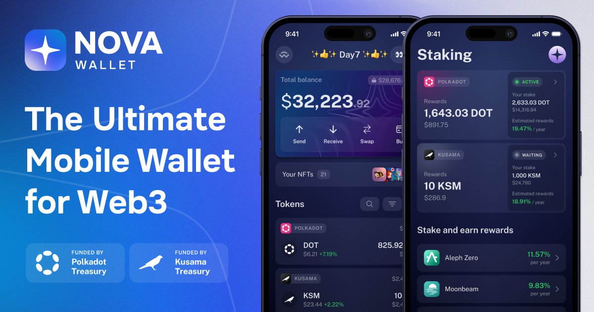 Alephflash's tweet card. Nova Wallet: Fast, secure, and feature-rich Polkadot wallet supporting 100+ networks. Amazing UX/UI, community-focused, and open-source.