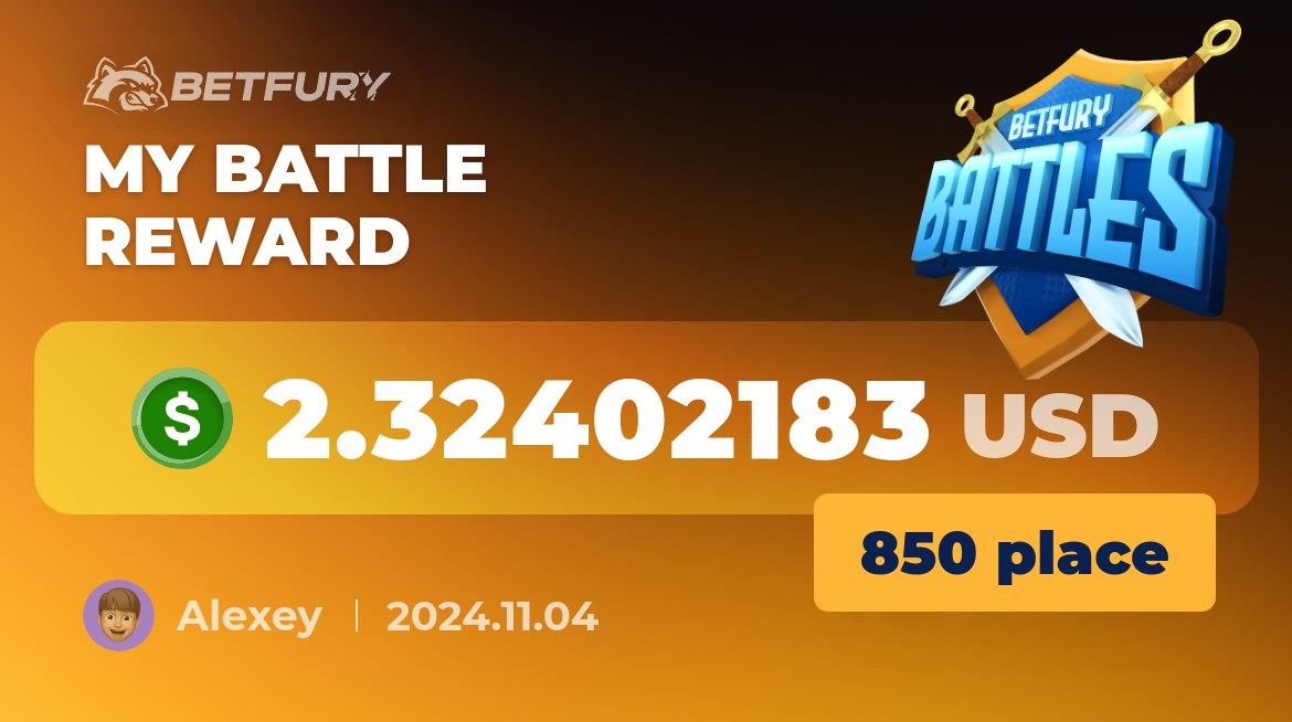 alex_caliap's tweet card. Participate in i-Gaming Battles with the most generous prize pool at BetFury Crypto Casino. Show what powerful gamer you are in the Battle with other players and take the biggest win!