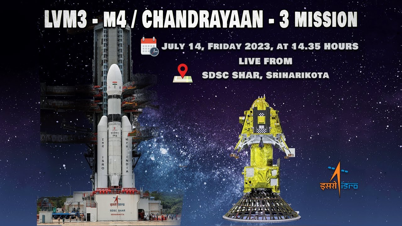 isro's tweet card. Launch of LVM3-M4/CHANDRAYAAN-3 Mission from Satish Dhawan Space...