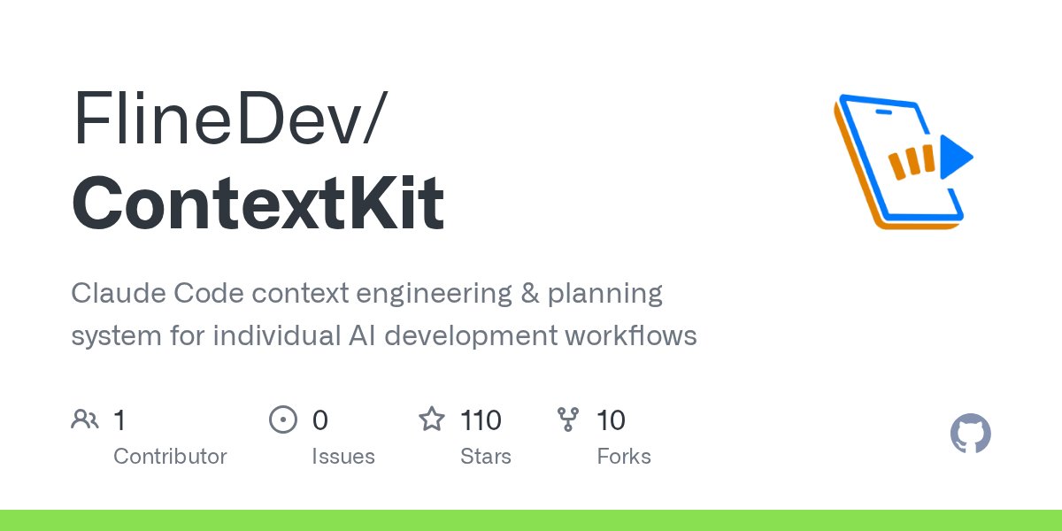 Jeehut's tweet card. Claude Code context engineering & planning system for individual AI development workflows - FlineDev/ContextKit