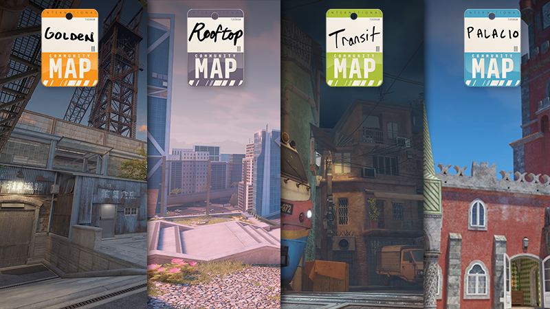 CounterStrike's tweet card. Let's get right into it. Today's update features new Wingman and Competitive community maps, along with brand new charms (including community designs), stickers, and more. Community Maps From the...