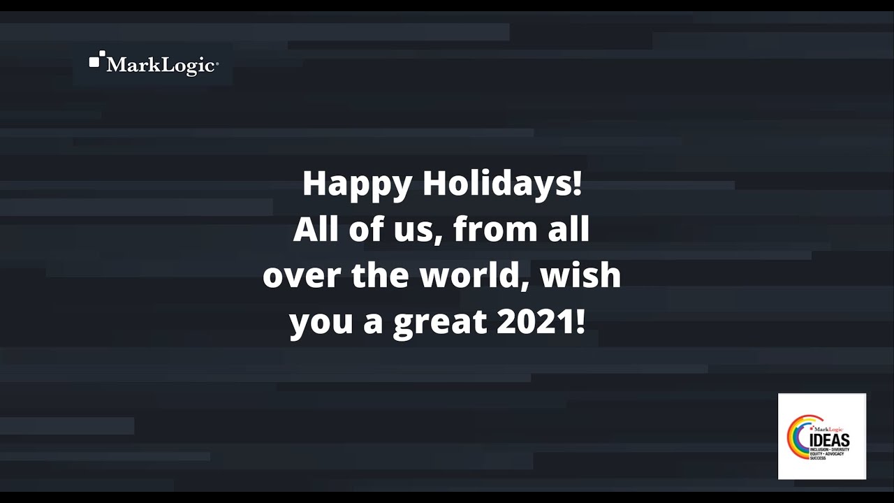 MarkLogic's tweet card. We are MarkLogic – Happy Holidays