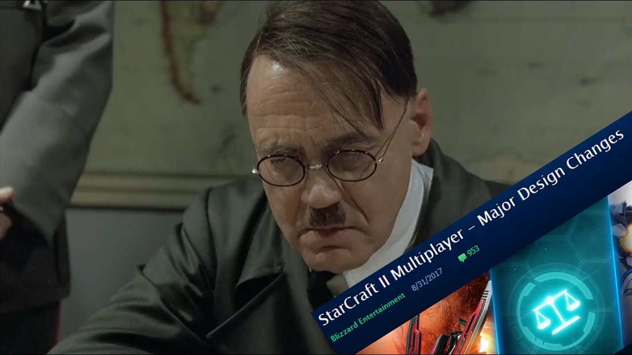StringentHydra9's tweet card. Hitler learns about the upcoming balance changes to StarCraft 2.