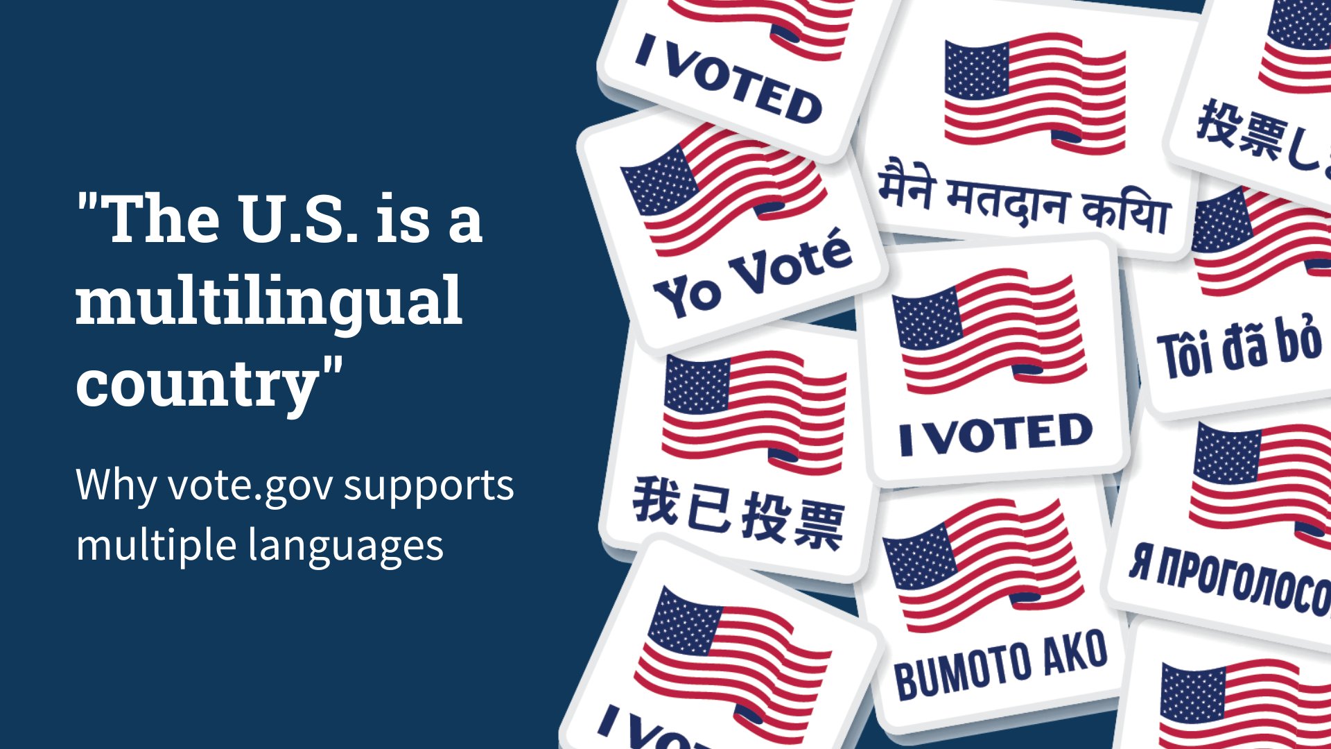 Interdigm's tweet card. The U.S. is a multilingual country. See how vote.gov makes the voting process accessible through accurate voting information and instructions in many languages.