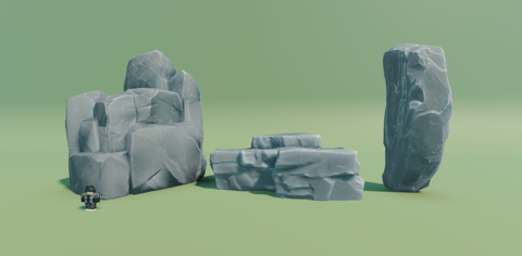 POnlyne's tweet card. 6 Trees and 3 Rocks designed by me, good for a stylized environment