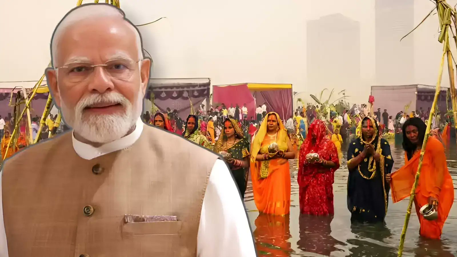 machhanvijr's tweet card. प्रधानमंत्री नरेंद्र मोदी कल राजधानी दिल्ली में आयोजित छठ पूजा में भाग लेने जा रहे हैं। इसके लिए दिल्ली के यमुना नदी पर बने घाट पर जोरशोर से तैयारियां चल रही हैं।