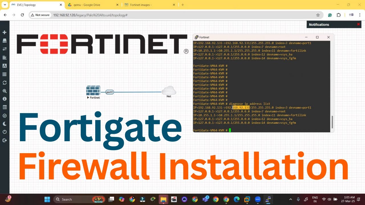 ravishsaifi's tweet card. How to Install FortiGate Firewall on EVE-NG | 2025 | Fortinet Classes