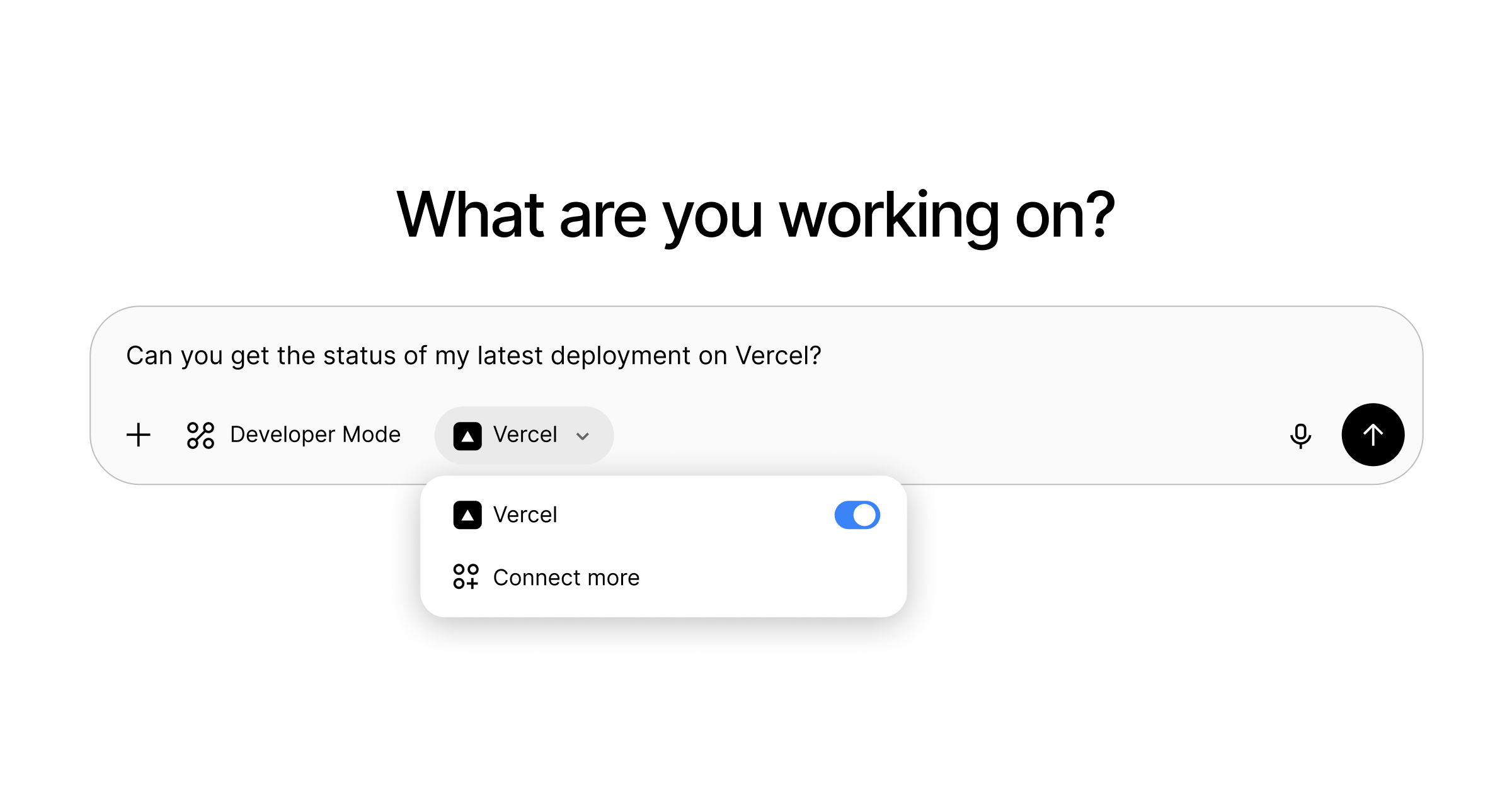vercel_dev's tweet card. Use Vercel MCP with ChatGPT to explore projects, view logs, share access to protected deployments, and more.