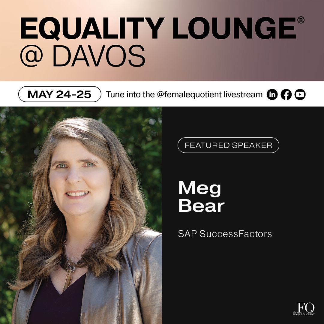 laraalbert's tweet card. Pretty cool that our very own Meg Bear will be joining @femalequotient at #Davos. On the agenda is the current state of global equality and solutions that will close the gaps to create a more...
