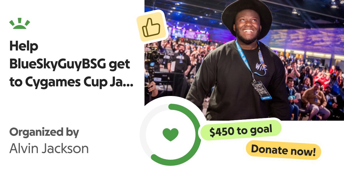 BlueSkyGuyBSG's tweet card. Hello! My Name is Alvin Jackson, BlueSkyGuyBSG, I am a competitive fighting … Alvin Jackson needs your support for Help BlueSkyGuyBSG get to Cygames Cup Japan