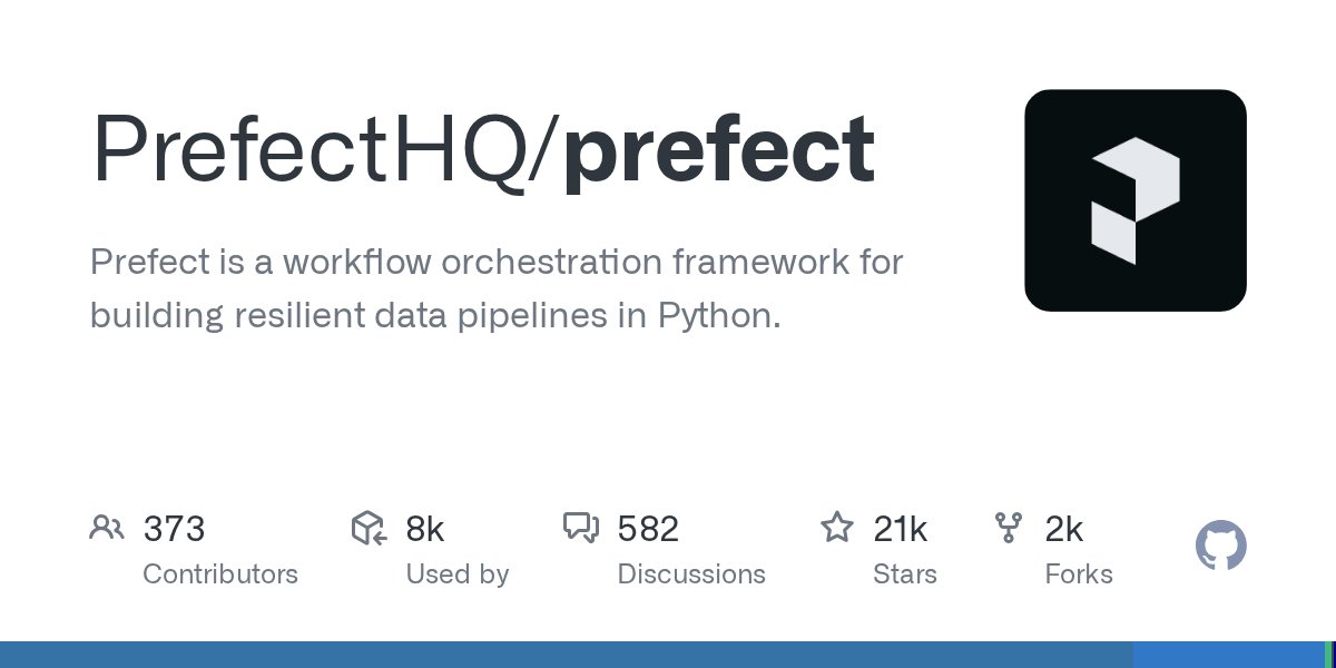 PrefectIO's tweet card. Prefect is a workflow orchestration framework for building resilient data pipelines in Python. - PrefectHQ/prefect