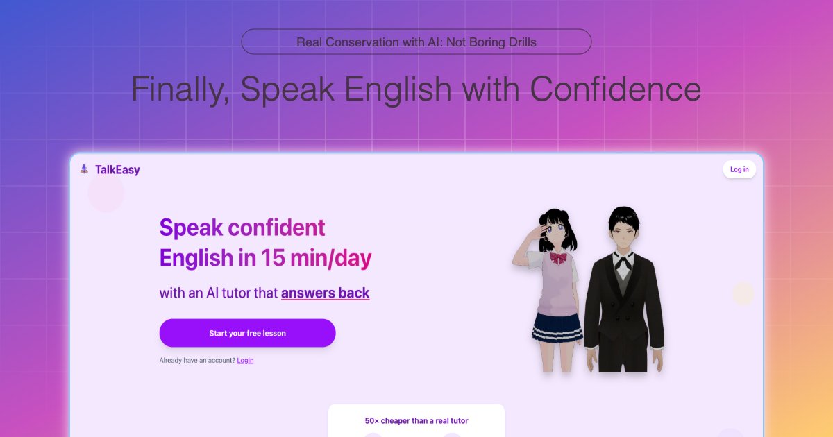 VrishabhKumar1's tweet card. Learn to speak English by chatting with a friendly AI tutor in your own native language