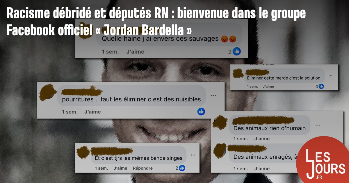 carel_naim's tweet card. Info « Les Jours ». Commentaires haineux, appels au meurtre : affilié au RN, ce groupe était géré par des députés du parti. Il vient d’être nettoyé en catastrophe. Trop tard.