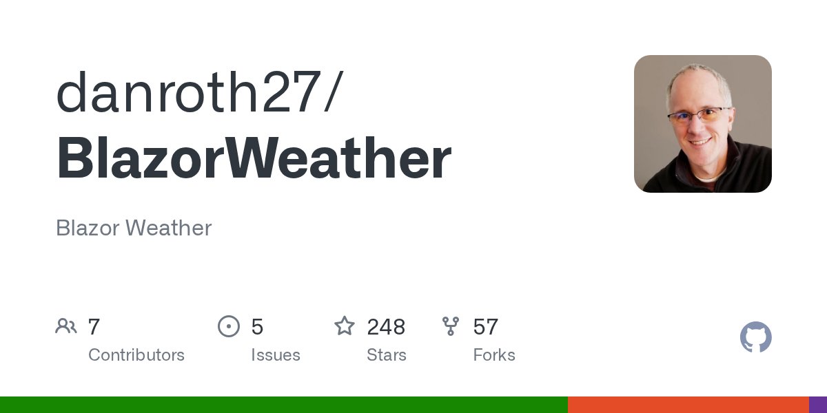 danroth27's tweet card. Blazor Weather. Contribute to danroth27/BlazorWeather development by creating an account on GitHub.