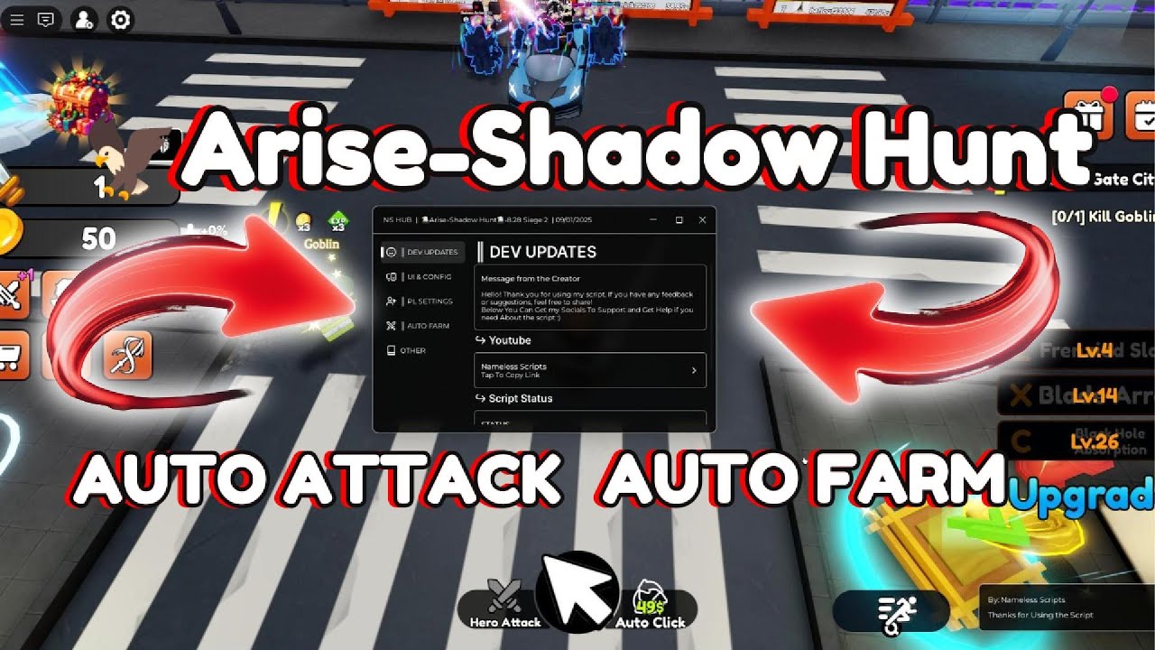 venuslockscript's tweet card. ARISE SHADOW HUNT SCRIPT ROBLOX 2025 - DELETE ALL ENEMIES - AURA...