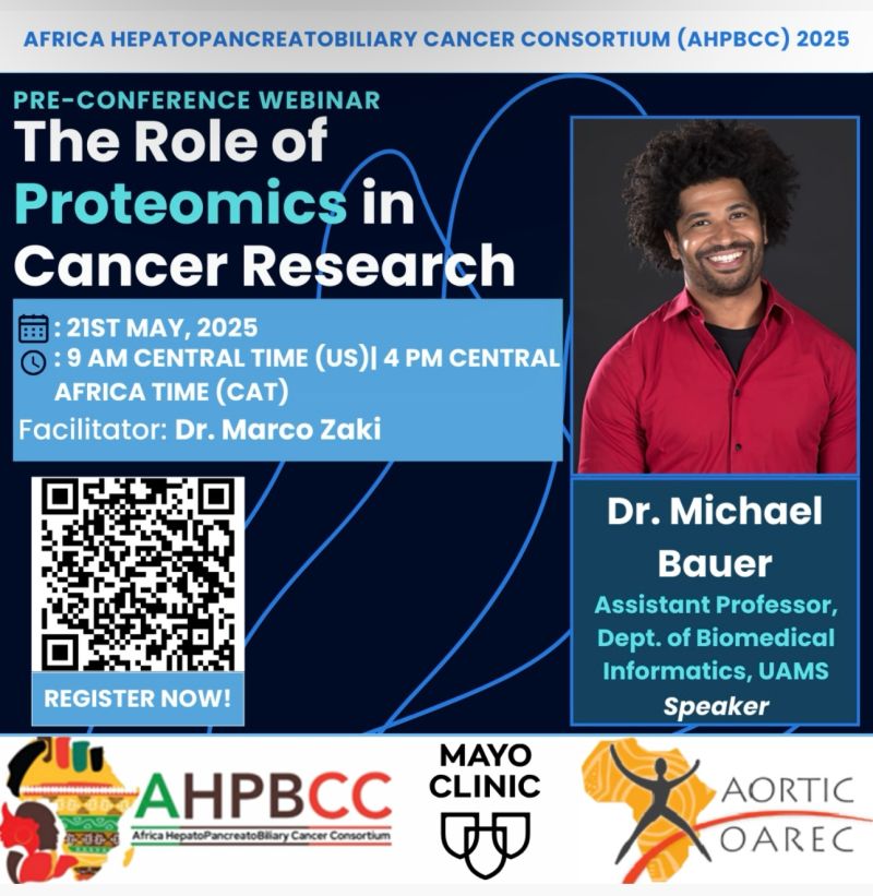 mbkodos's tweet card. Africa HepatoPancreatoBiliary Cancer Consortium PRECONFERENCE WEBINAR SERIES - Basic and Translational Research Workshop "The Role of Proteomics in Cancer Research”” JOIN US: May 21st 2025 TIME:...
