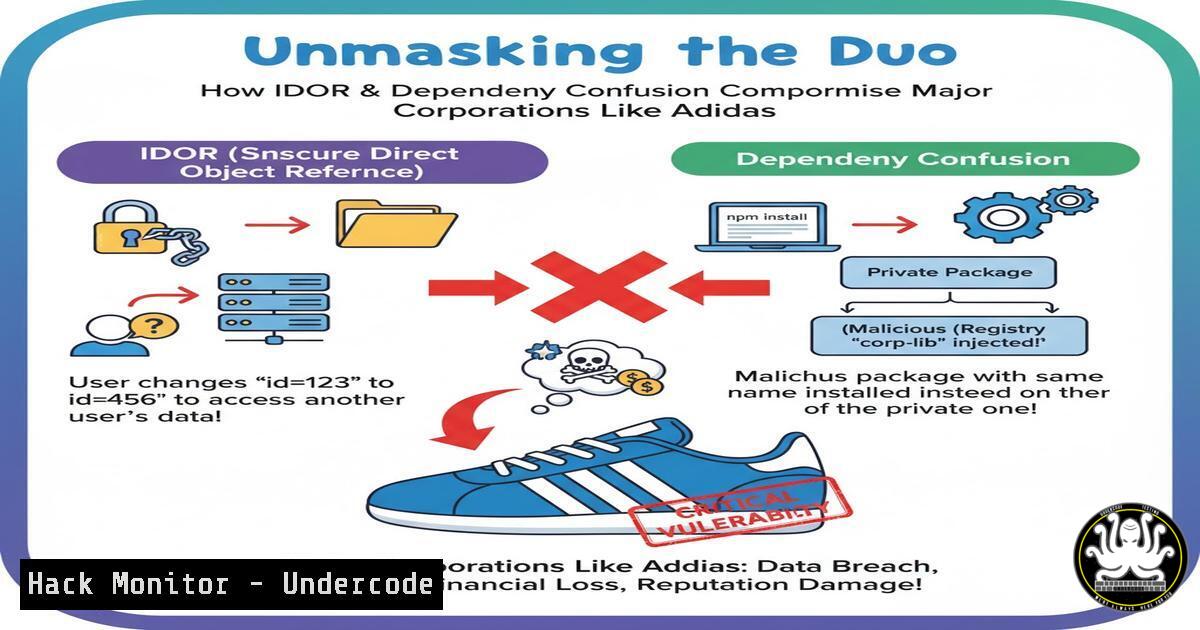 UndercodeUpdate's tweet card. Unmasking the Duo: How IDOR and Dependency Confusion Compromise Major Corporations Like Adidas - "Undercode Testing": Monitor hackers like a pro. Get