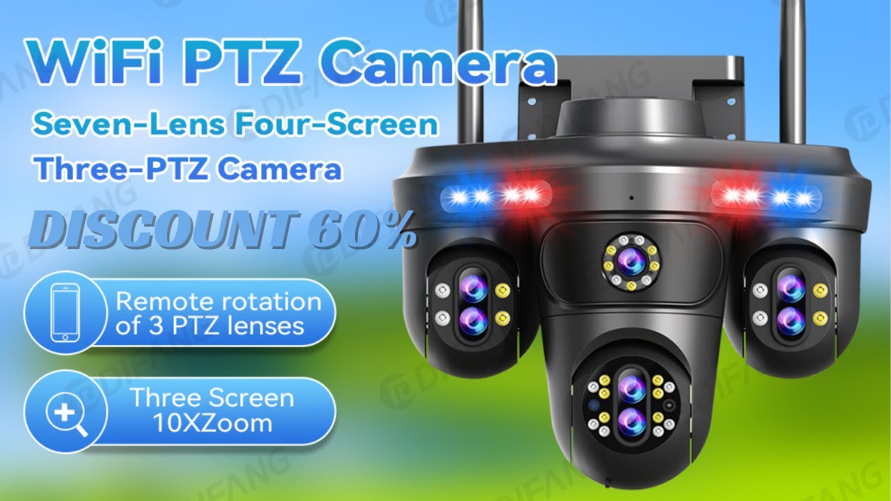 Giftcard10000's tweet card. DIFANG 35MP WiFi IP Camera 4 Screens 7 Lens 10X Zoom Outdoor Wireless...