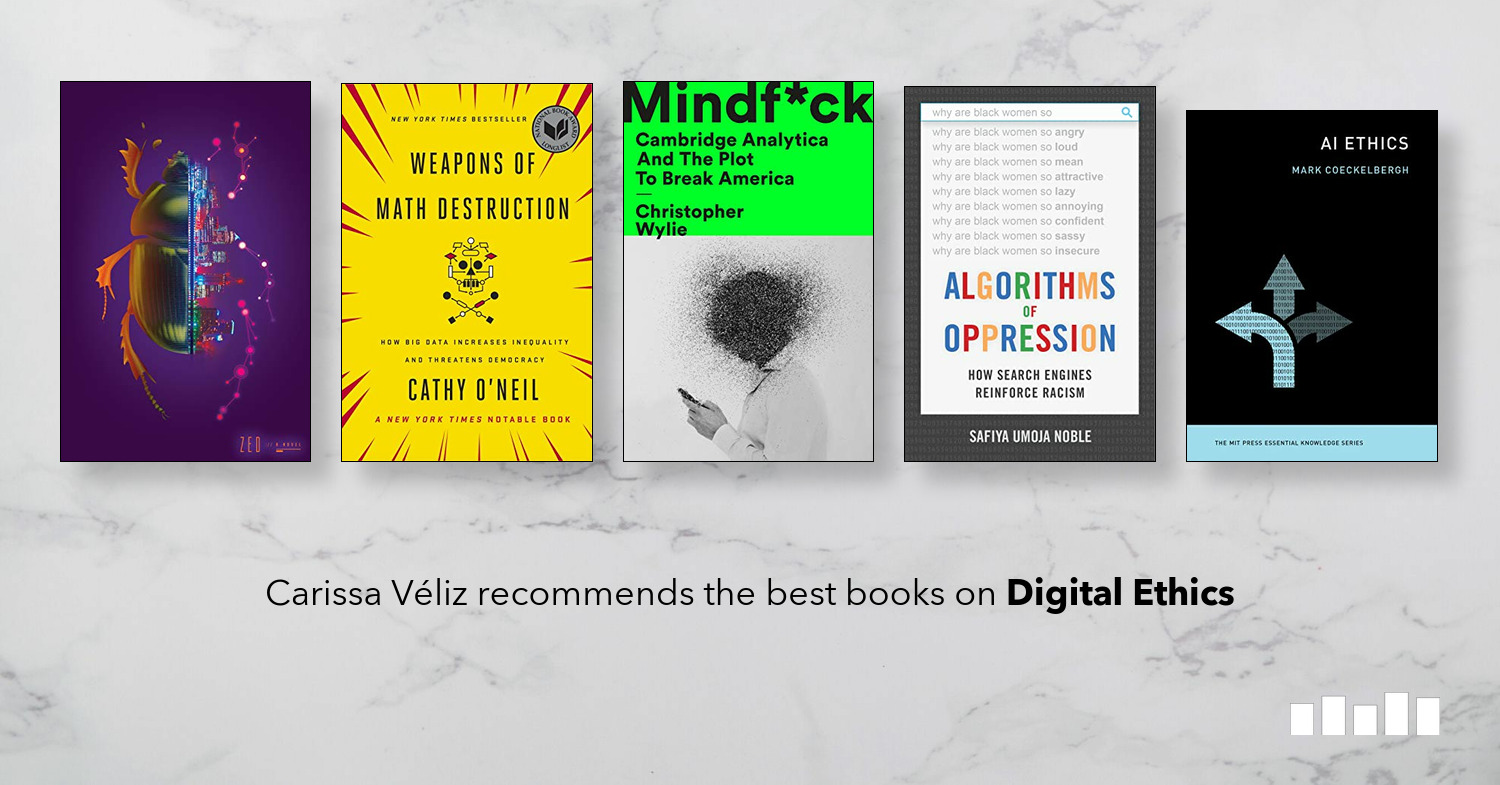 philosophybites's tweet card. Books on digital ethics, recommended by Carissa Véliz, a philosophy professor at the University of Oxford's Institute for Ethics in AI