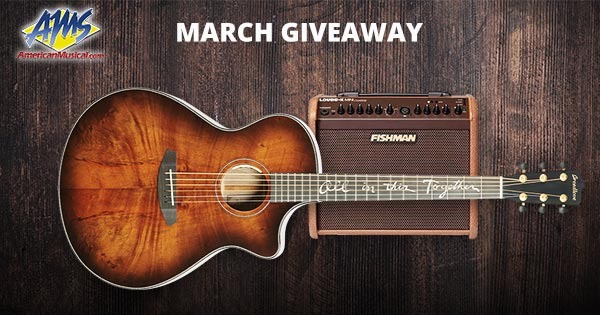 007SQL's tweet card. This Jeff Bridges Breedlove Oregon Dreadnought Concerto CE Guitar and Fishman Loudbox Mini Amplifier can be yours! Enter to win daily here and at AmericanMusical.com! A $2,948.95 Value! Ends 3/31/21....