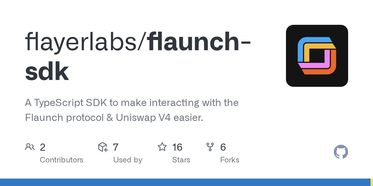 0xCaps's tweet card. A TypeScript SDK to make interacting with the Flaunch protocol & Uniswap V4 easier. - flayerlabs/flaunch-sdk