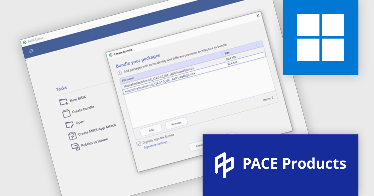 ComponentSource's tweet card. PACE Suite 6.4 adds MSIX Bundle management, allowing users to create, edit, and manage multi-architecture packages without manual unpacking.