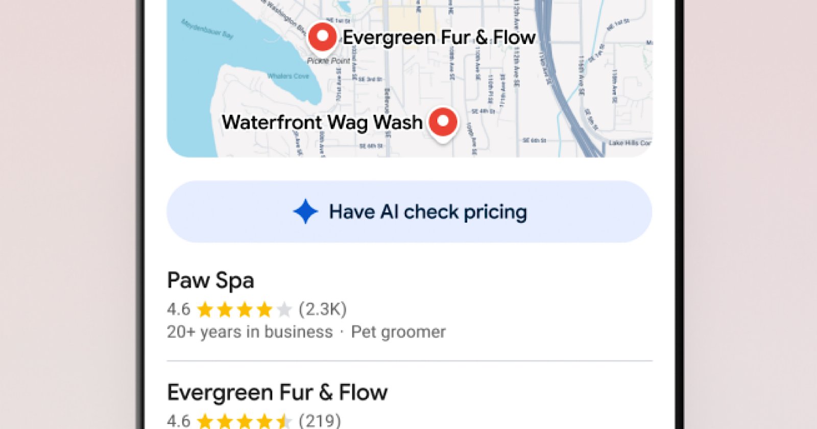 OpaceWeb's tweet card. Google Search can now call local businesses using AI to gather pricing and availability info on your behalf. Here's how it works.