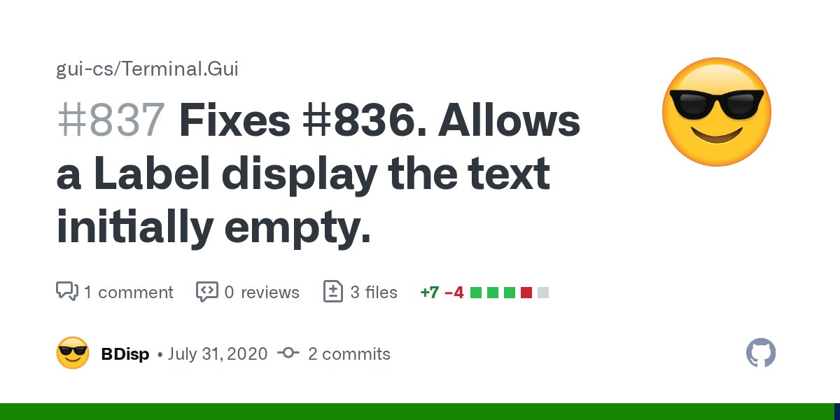 GithubPR's tweet card. Fixes #836. Allows a Label display the text initially empty. by BDisp · Pull Request #837 ·...
