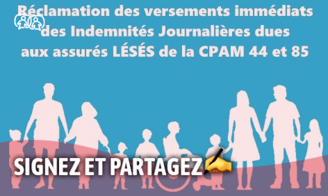 bugbug8544's tweet card. Social - Signez la pétition : Réclamation des versements immédiats des Indemnités Journalières dues aux assurés LÉSÉS de la CPAM 44 et 85