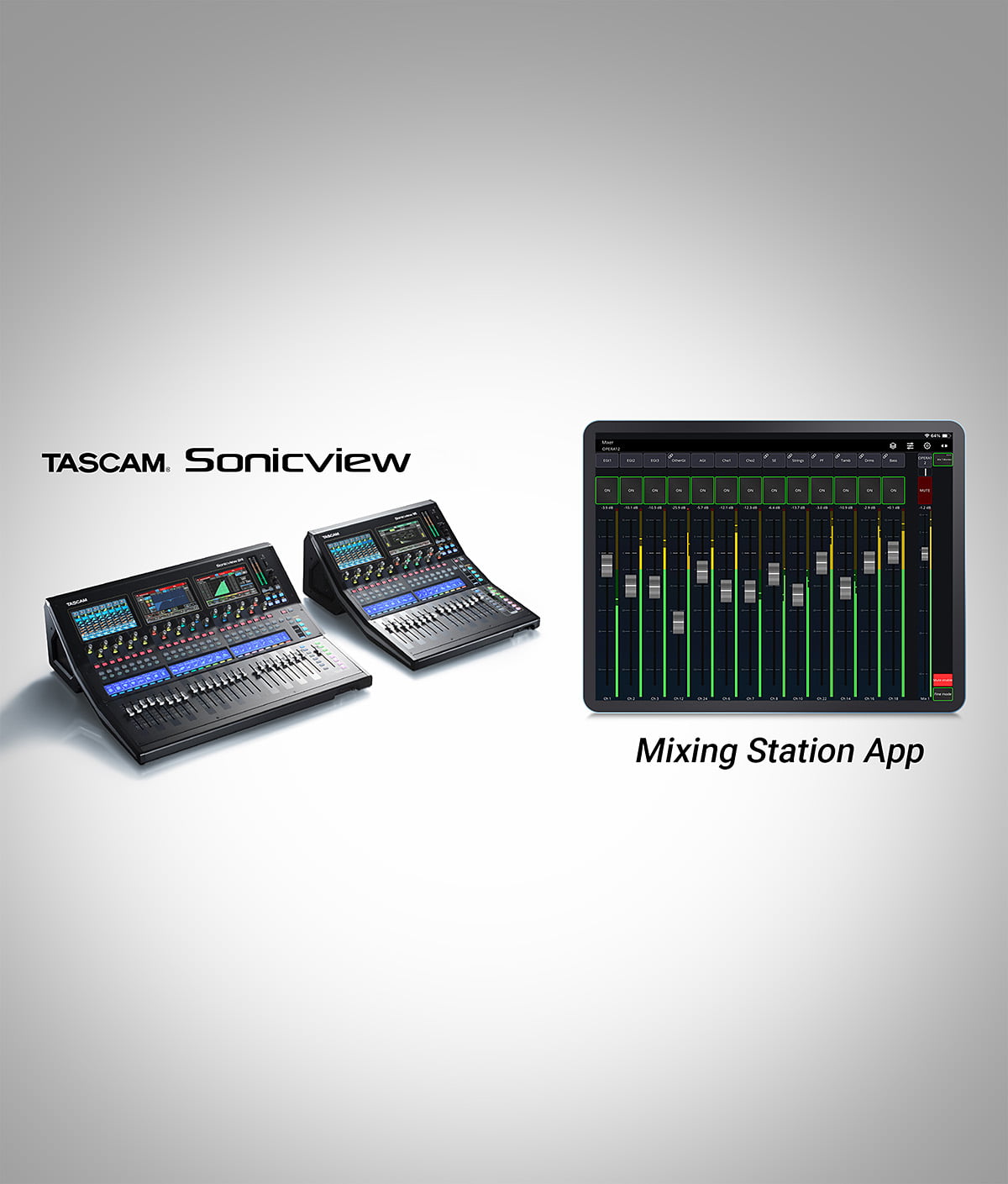 AbletonLive_SR's tweet card. デジタルミキサー『TASCAM Sonicview』にリモートコントロールアプリ『Mixing Station』が対応、複数デバイスから同時操作が可能に | TASCAM (日本)