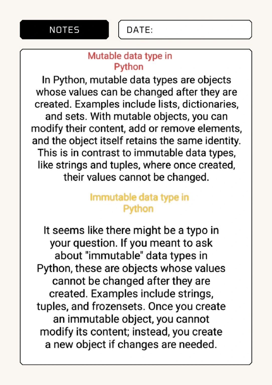 manishbala__'s tweet card. "Exploring Python's dynamic nature: Mutable vs. Immutable data types. 💻 Embrace the power of change with lists and dictionaries, or opt for stability with strings and tuples. Let's connect and dive...