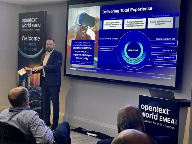 mario2t's tweet card. Great session at OpenText Innovation Summit in London about the hot topics and trends in Financial services and insurance delivered by our industry experts Monica Hovsepian, from Industry Marketing,...