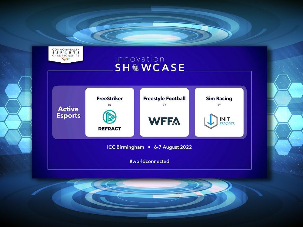 GE_Federation's tweet card. Refract Technologies, Init Esports, and World Freestyle Football Association to showcase Active Esports at #CEC2022 Innovation Showcase.