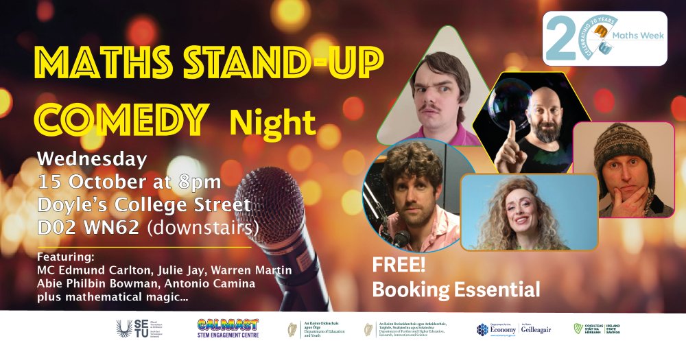 mathsweek's tweet card. Maths Week will take place from 11 - 29 Oct. 2025. We will have events and activities for all the family. Visit MathsWeek.ie for more info MATHS WEEK IRELAND