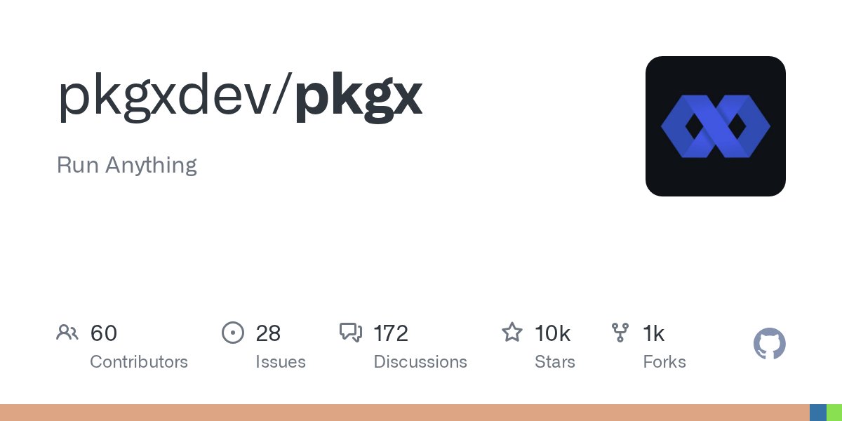 mxcl's tweet card. Run Anything. Contribute to pkgxdev/pkgx development by creating an account on GitHub.