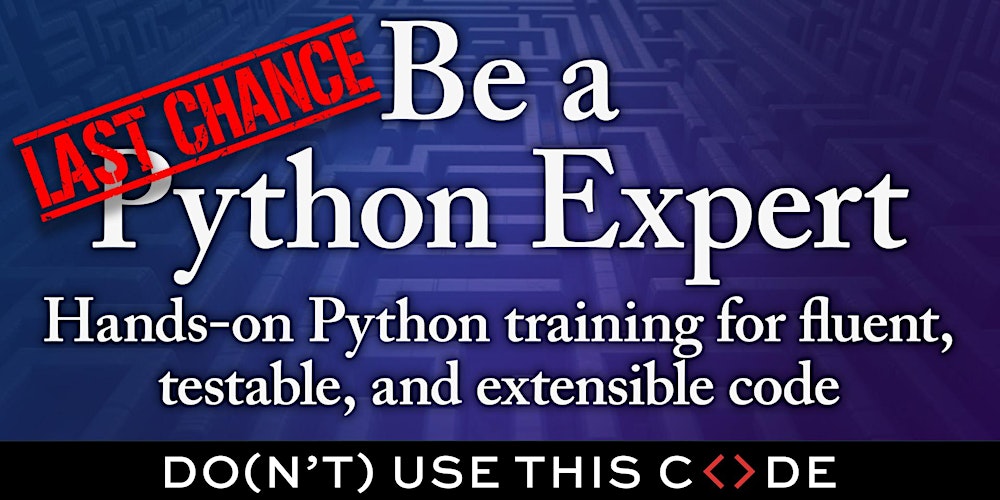 dutc_training's tweet card. Elevate your Python expertise in an intensive two-day, interactive micro-training!