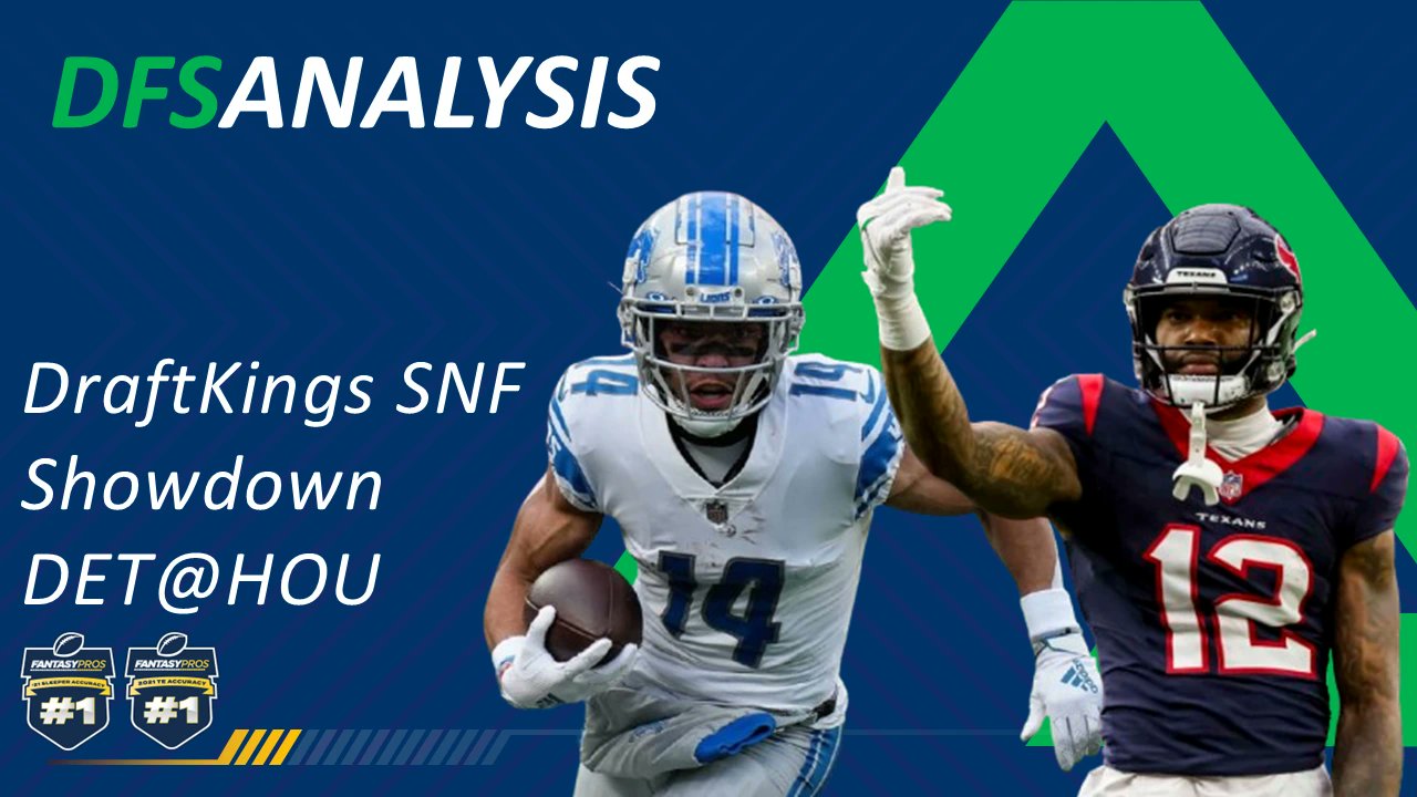 kfantasy_sports's tweet card. Ready to crush the next DraftKings SNF Showdown slate of the 2024 season (Detroit @Houston)? Whether you’re leaning on a reliable captain like Amon-Ra St. Brown or taking a shot on a value play like...