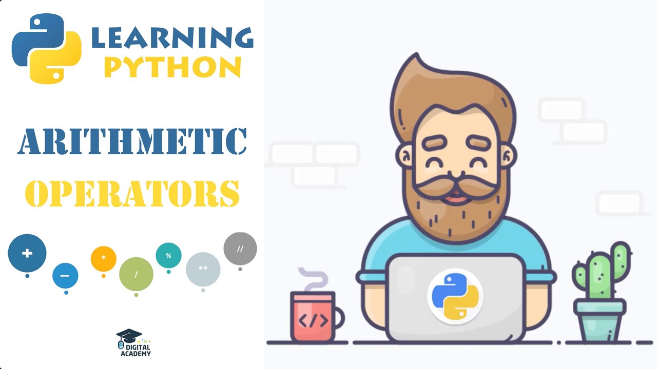 DigitalAcademyy's tweet card. Arithmetic Operators in Python - Python Tutorial for Beginners