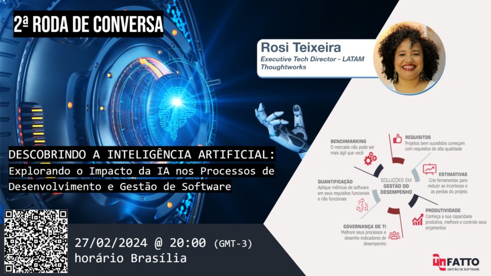 fattocs's tweet card. Jornada de descoberta no mundo da IA, o impacto na Gestão do Desenvolvimento Software; transformações e implicações.
