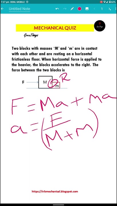 GreaThings91's tweet card. Force Between two blocks|Engineering Mechanics|GreaThings|Mechanical...
