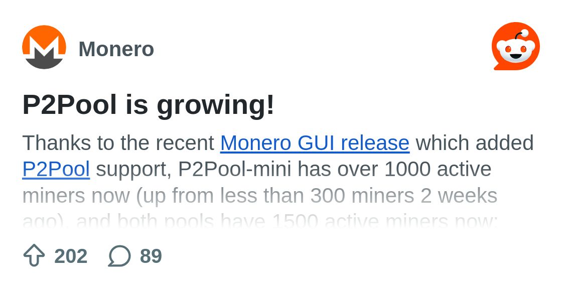 monero's tweet card. Explore this post and more from the Monero community