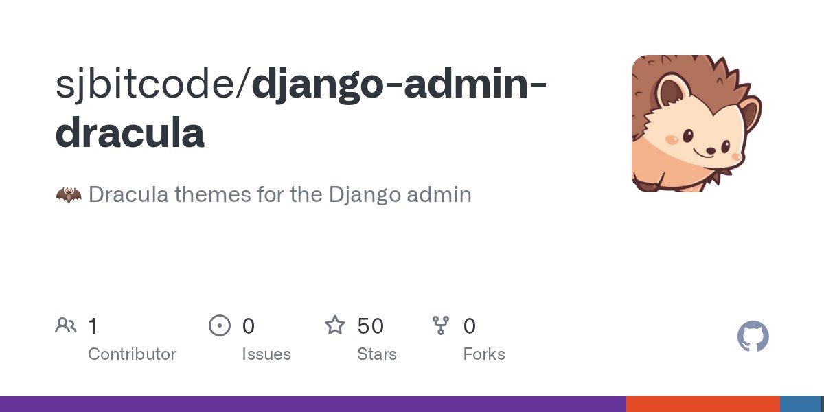 bascodes's tweet card. 🦇 Dracula themes for the Django admin. Contribute to sjbitcode/django-admin-dracula development by creating an account on GitHub.