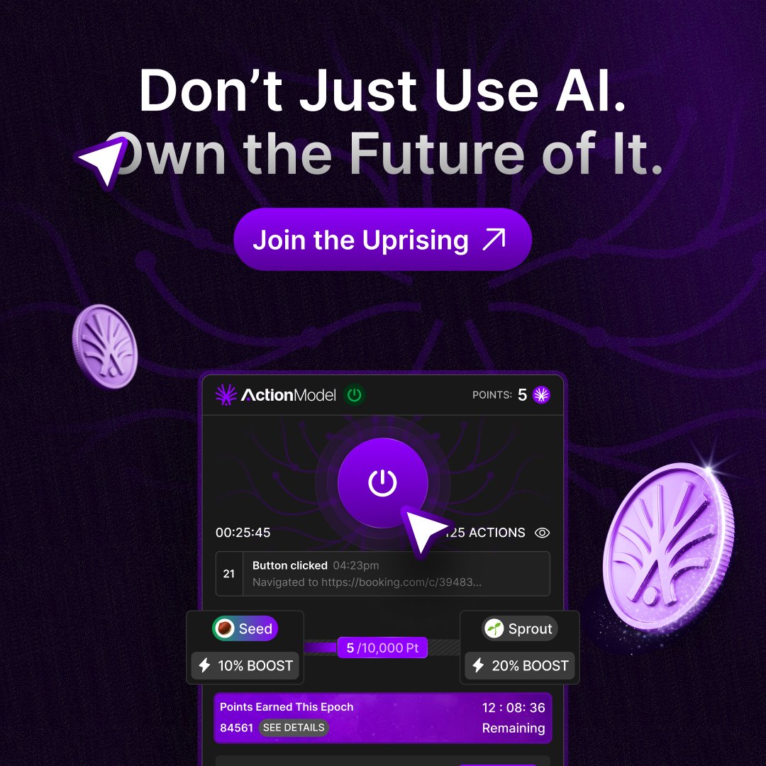 Andyokay04's tweet card. Train and own the world’s first community-owned AI that acts, not just chats. Earn $LAM tokens as you browse.