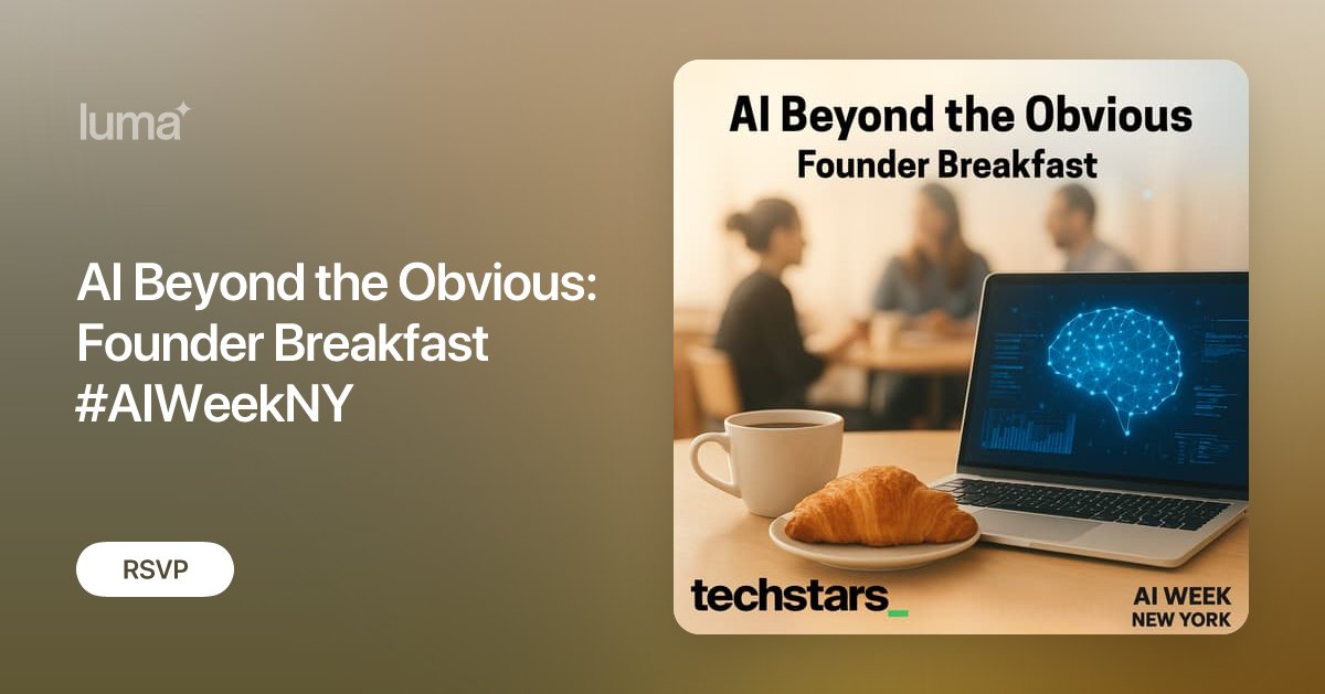 Chloe_Takahashi's tweet card. 👉 An intimate breakfast hosted by Techstars for founders building AI beyond the obvious — applied to the real economy in health, climate, robotics, supply…