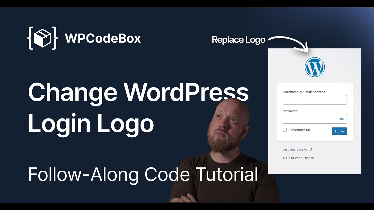 wpcodebox's tweet card. Change WordPress Login Logo: Replace the Default in Seconds (Step-b...