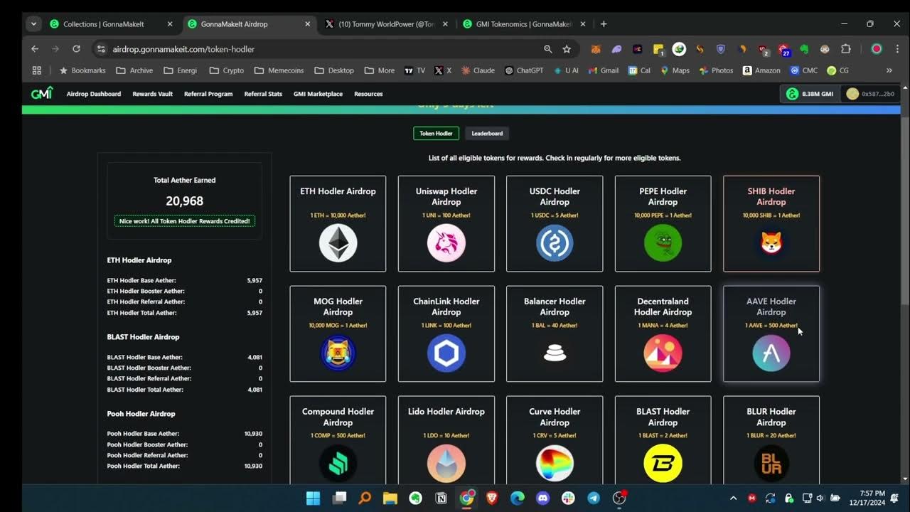 TommyWorldPower's tweet card. Airdrop Walkthrough for the GMI NFT Marketplace!