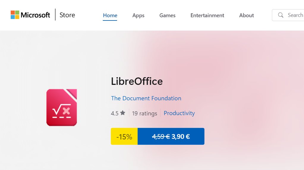 LibreOfficear's tweet card. LibreOffice is always free to download from our website, but it’s also available in the Microsoft Store for a small fee, which covers the costs of putting it there, and helps to sustain future...