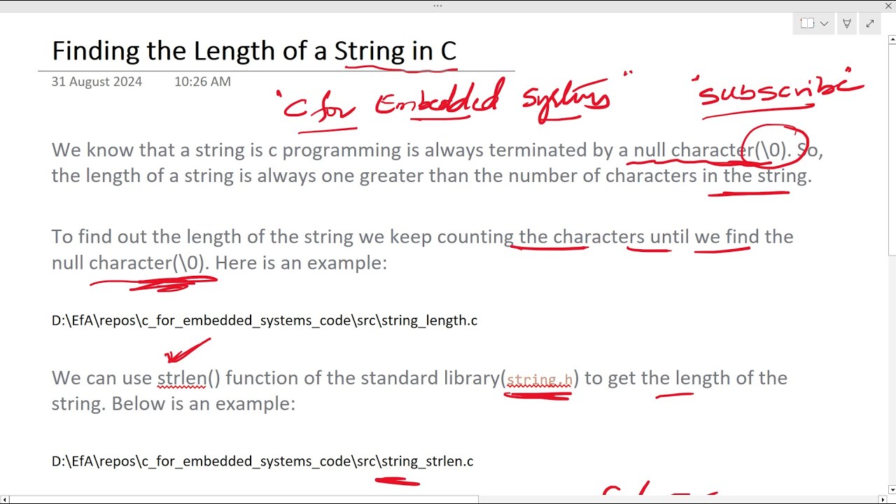embeddedfa's tweet card. Length of Strings in C #cforembeddedsystems